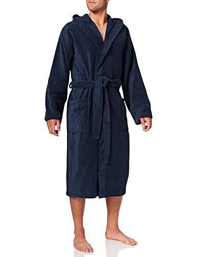 Schiesser Herren Bademantel mit Kapuze, Blau (815-navy), L von Schiesser