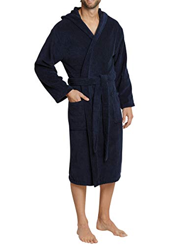 Schiesser Herren Bademantel mit Kapuze, Blau (815-navy), XL von Schiesser