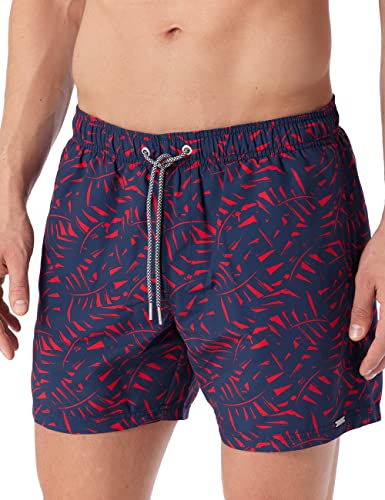 Schiesser Herren Badeshorts Badehose, Dunkelblau Rot Floral, XL EU von Schiesser