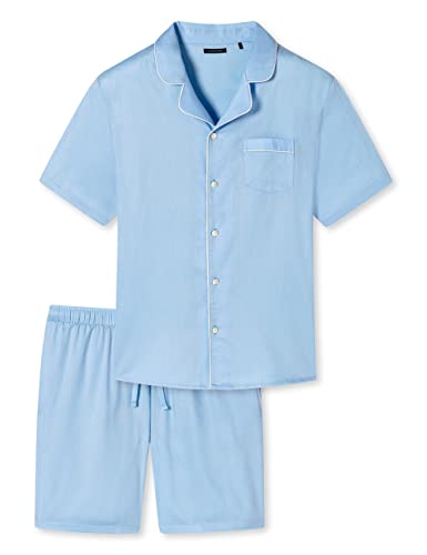 Schiesser Herren Pyjama Kurz Pyjamaset, hellblau Piping, 48 von Schiesser
