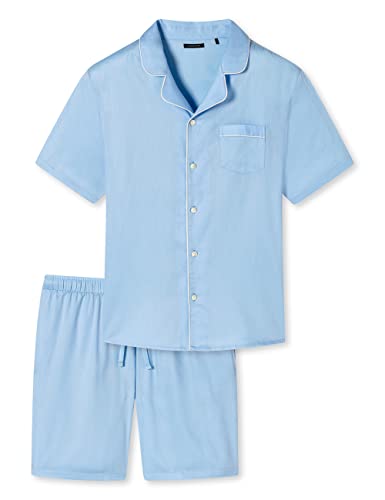 Schiesser Herren Pyjama Kurz Pyjamaset, hellblau Piping, 56 von Schiesser