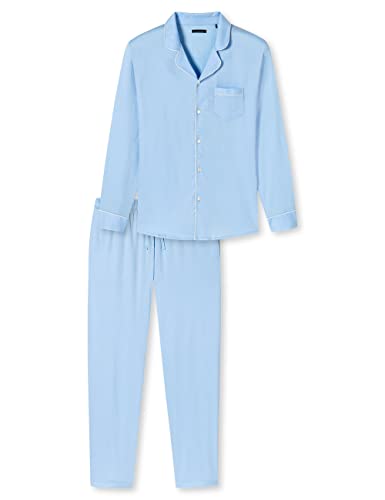 Schiesser Herren Pyjama Lang Pyjamaset, hellblau Piping, 50 von Schiesser