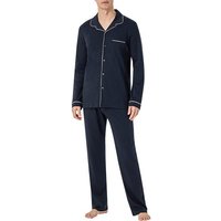 Schiesser Herren Pyjama blau Jersey-Baumwolle unifarben von Schiesser