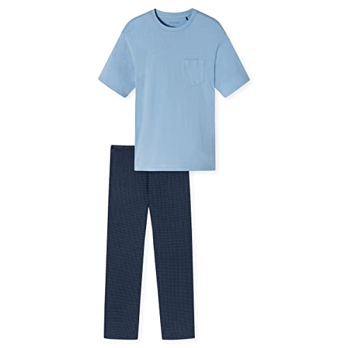 Schiesser Herren Schlafanzu lang Kurzarm Pyjamaset, hellblau, 50 von Schiesser