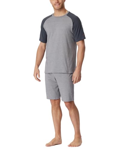 Schiesser Herren Schlafanzug kurz Rundhals-Nightwear Set Pyjamaset, Kohle_181168, 58 von Schiesser