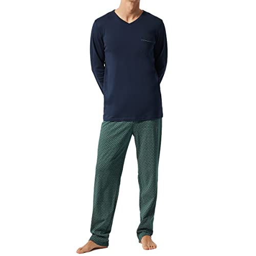 Schiesser Herren Schlafanzug lang Pyjamaset, Blau I (Dunkelblau), 60 von Schiesser