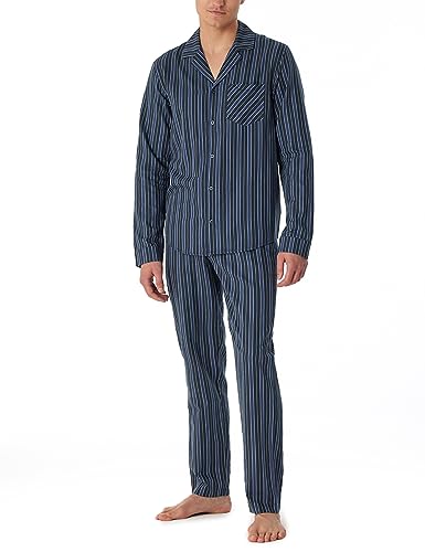 Schiesser Herren Schlafanzug lang durchgeknöpft Web-Premum Pyjamaset, Nachtblau, 48 von Schiesser
