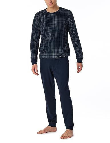 Schiesser Herren Schlafanzug lang mit Bündchen warme Baumwolle-Interlock Pyjamaset, Nachtblau, 27 von Schiesser