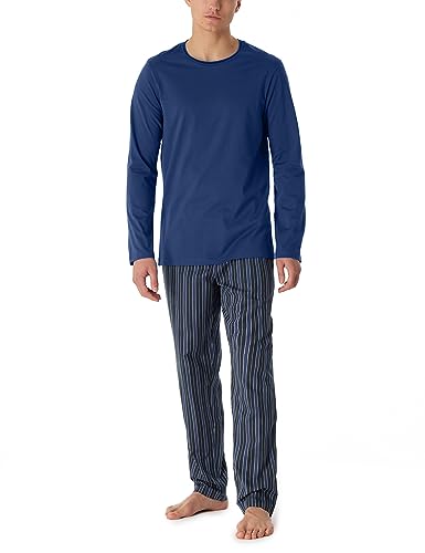 Schiesser Herren Schlafanzug lang mit Webhose und mercerizisierter Baumwolle-Premium Pyjamaset, Navy, 58 von Schiesser