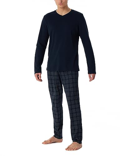 Schiesser Herren Schlafanzug lang warme Baumwolle-Interlock Pyjamaset, Nachtblau, 54 von Schiesser