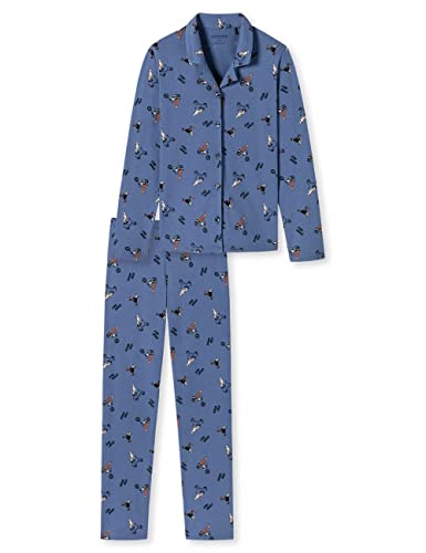 Schiesser Jungen Kinder Langer Schlafanzug-Organic Cotton Pyjamaset, Blau (Blau I), 140 von Schiesser