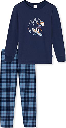 Schiesser Jungen Kinder Langer Schlafanzug-Organic Cotton Pyjamaset, Dunkelblau (Blau Ii), 116 von Schiesser