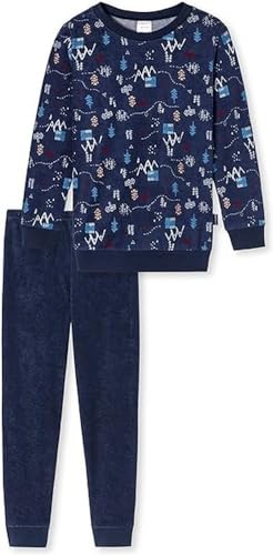 Schiesser Jungen Kinder Langer Schlafanzug-Organic Cotton Pyjamaset, Dunkelblau III, 128 von Schiesser