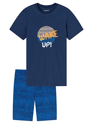 Schiesser Jungen Kurzer Schlafanzug - Organic Cotton Pyjamaset , dunkelblau, 140 von Schiesser