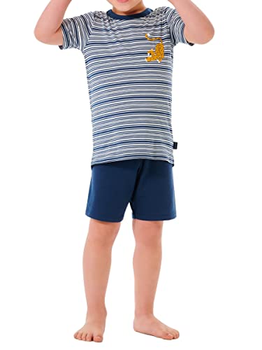 Schiesser Jungen Kurzer Schlafanzug Pyjamaset, blau-Gemustert (I), 104 von Schiesser