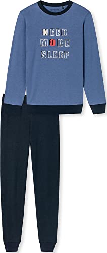 Schiesser Jungen Langer Schlafanzug-Organic Cotton Pyjamaset, Blau (Blau), 140 von Schiesser