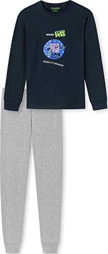 Schiesser Jungen Langer Schlafanzug-Organic Cotton Pyjamaset, Indigo (Indigo), 140 von Schiesser