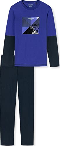 Schiesser Jungen Langer Schlafanzug-Organic Cotton Pyjamaset, royal, 164 von Schiesser