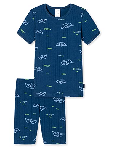 Schiesser Jungen Schlafanzug Set Pyjama Kurz - 100% Organic Bio Baumwolle - Größe 92 Bis 140 Pyjamaset, Dunkelblau Bedruckt_179046, 92 von Schiesser