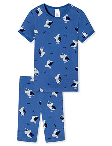 Schiesser Jungen Schlafanzug Set Pyjama Kurz - 100% Organic Bio Baumwolle - Größe 92 Bis 140 Pyjamaset, Dunkelblau Gemustert_179017, 104 von Schiesser