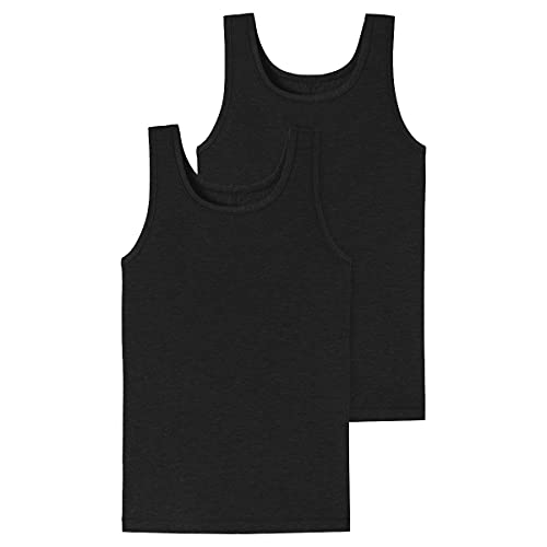 Schiesser Jungen Unterhemd Personal Fit atmungsaktiv 2 Pack Unterwäsche, schwarz, 140 von Schiesser