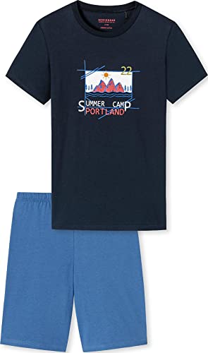 Schiesser Jungen Kurzer Schlafanzug - Organic Cotton (Ll) Pyjamaset , dunkelblau, 140 von Schiesser