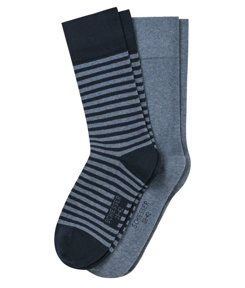 Schiesser Langsocken Cotton Fit (Packung, 2-Paar, 2 Paar) Herren Freizeitsocken Strümpfe Socken Ringel von Schiesser