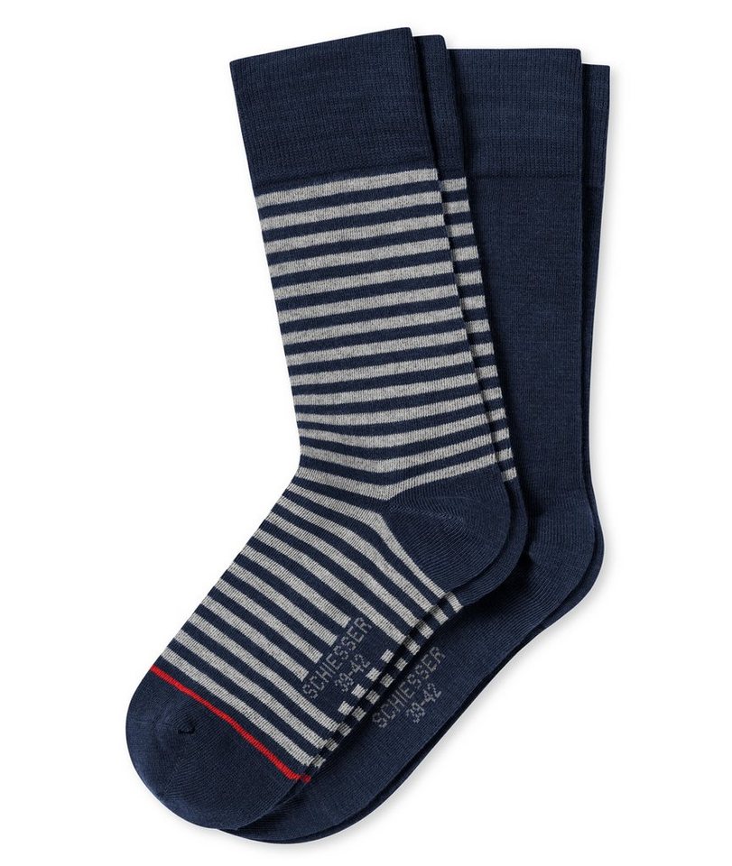 Schiesser Langsocken Cotton Fit (Packung, 2-Paar, 2 Paar) Herren Freizeitsocken Strümpfe Socken Ringel von Schiesser