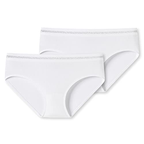 Schiesser Mädchen 2 Pack Panties Hipster - Organic Cotton Rippe Unterwäsche, Weiss_179146, 176 EU von Schiesser