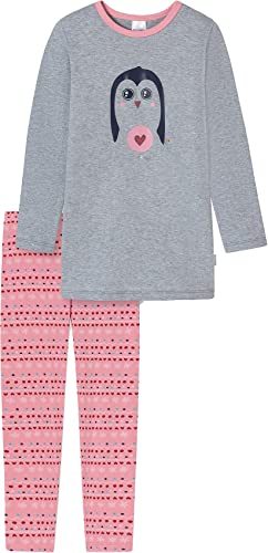 Schiesser Mädchen Schlafanzug lang – Einhorn, Sterne, Dots, Waldmotive und Hexen – Organic Cotton Pyjamaset, Graumelange, 116 von Schiesser