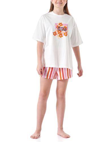Schiesser Mädchen Schlafanzug Set Pyjama kurz-100% Organic Bio Baumwolle-Größe 176 Pyjamaset, Off-White_180956, 140 von Schiesser