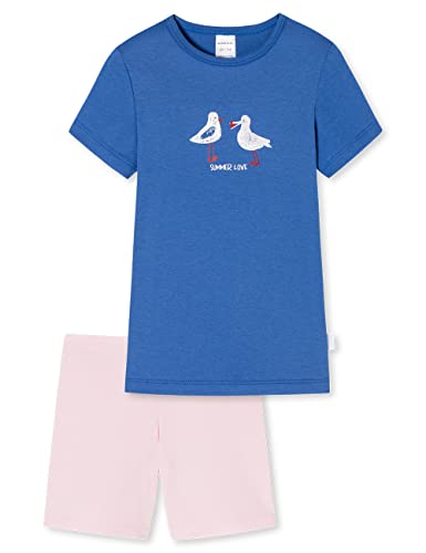 Schiesser Mädchen Schlafanzug Set Pyjama Kurz - 100% Organic Bio Baumwolle - Größe 92 Bis 140 Pyjamaset, Blau Gemustert_178906, 116 von Schiesser