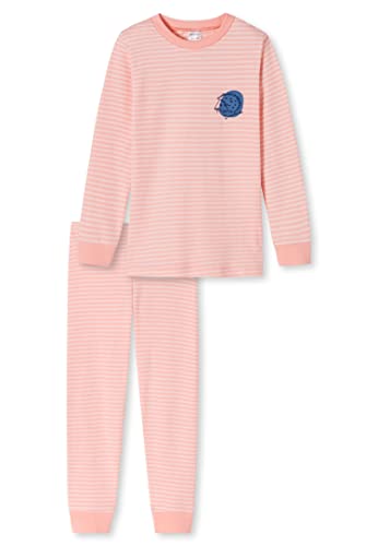 Schiesser Mädchen Schlafanzug lang – Einhorn, Sterne, Dots, Waldmotive und Hexen – Organic Cotton Pyjamaset, Pfirsich (pfirsich), 116 von Schiesser