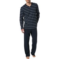 Schiesser Herren Pyjama blau Jersey-Baumwolle Gestreift von Schiesser