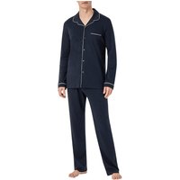 Schiesser Herren Pyjama blau Jersey-Baumwolle unifarben von Schiesser