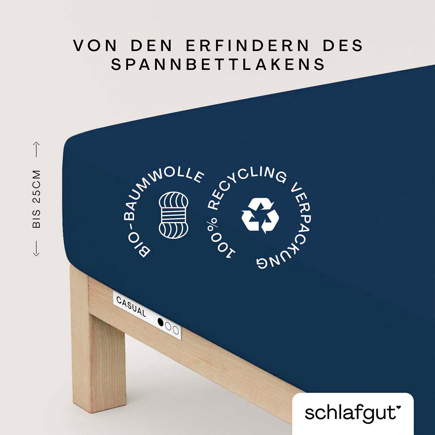 Schlafgut Spannbettlaken "CASUAL u.a. in Gr. 90x200, 140x200 oder 180x200 cm, 100% Bio-Baumwolle", Bettlaken für Matratzen bis 25 cm Höhe, zuverlässig, langlebig, weich Schlafgut Spannbettlaken "CASUAL u.a. in Gr. 90x200, 140x200 oder 180x200 cm, 100% Bio-Baumwolle", Bettlaken für Matratzen bis 25 cm Höhe, zuverlässig, langlebig, weich von Schlafgut