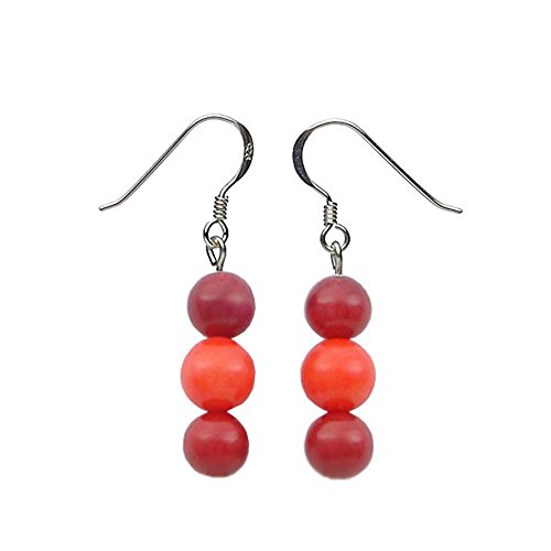 Ohrringe Ohrhänger aus Koralle & 925 Silber Ohrschmuck für Damen rot & orange von Schmuck-Krone - Edelsteinschmuck
