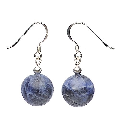 Ohrringe Ohrhänger aus echtem Sodalith violett blau glatt Ohrschmuck Damen von Schmuck-Krone - Edelsteinschmuck
