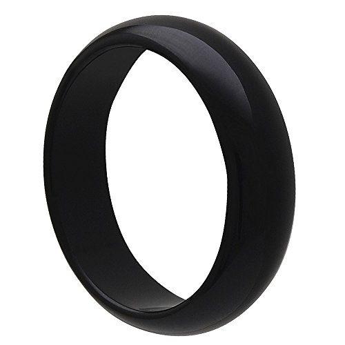 Ring aus echtem Onyx schwarz glatt Onyxring Damenring Fingerring schlicht, Ringgröße:Innenumfang 54mm ~ Ø17.2mm von Schmuck Krone