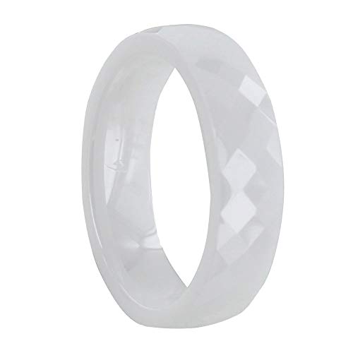 LES POULETTES BIJOUX - Weiß Breit Keramik Ring Facettiert - 6 mm - grobe 54 (17.2) von LES POULETTES BIJOUX