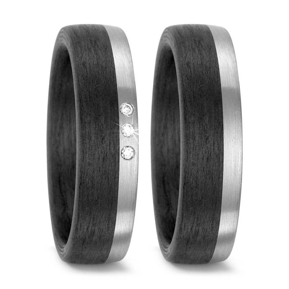 Titan Carbonring Mit Zirkonia Ehering Verlobungsringe Antragsringe Trauring Hochzeitsring Wedding Rings Engagement von SchmuckDepot