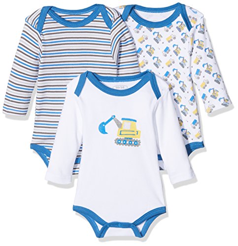 Schnizler Unisex Baby Body 1/1-Arm 3er Pack Bagger 809303, 900 - Blau, 62-68 von Schnizler