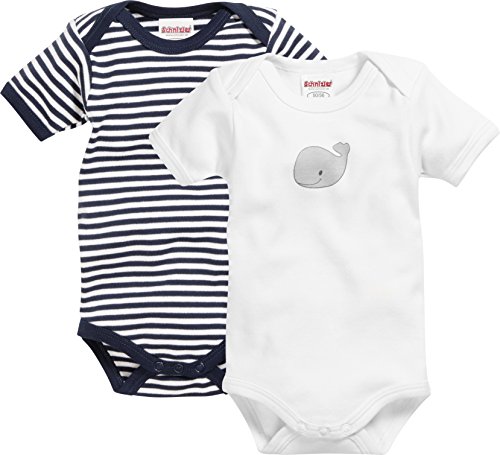 Playshoes Baby-Body Unisex Kinder,marine/weiß 1/4-Arm 2er Pack Wal,86-92 von Playshoes