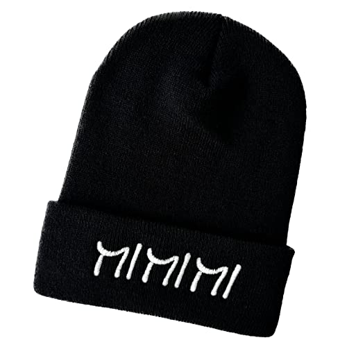 Schnoschi Schwarze Mütze/Strickmütze mit Mi Mi Mi Spruch Bestickt für Damen, Herren, Jugendliche und Kinder, Beanie Wollmütze Hip Hop Wintermütze Rollmütze Streetwear Unisex OneSize von Schnoschi