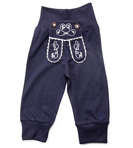 Schöneberger Trachten Couture Baby Stoffhose im Lederhosen Design – Babyhose mit elastischem Bund – Mädchen Pumphose Kinderhose REH (110/116, Dunkelblau) von Schöneberger Trachten Couture