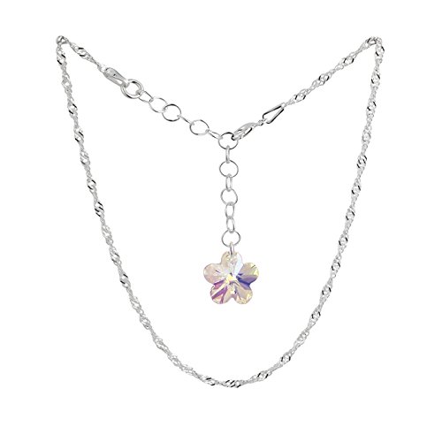 Schöner-SD Fußkette Fußkettchen 925 Silber Kristall Blume von Schöner Schmuck-Design