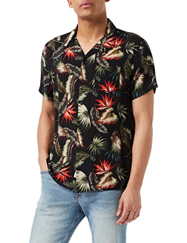 Schott Nyc Herren Shrivera Freizeithemd, Schwarz (Black Tropical Black Tropical), Large von Schott NYC