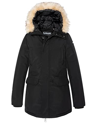 Schott NYC Unisex Jktnellyw Schott Kunstfell Parka mit Kapuze, Schwarz, XS von Schott NYC