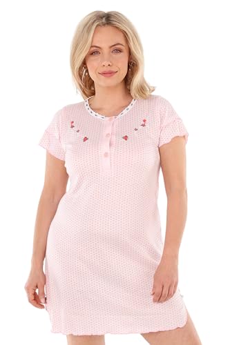 Schuerzenfabrik - Damen Nachthemd kurz mit Stickerei und Spitze Sleepshirt kurz Damen kurzärmlig Baumwoll-Mischung Größe M / 42, apricot Schuerzenfabrik - Damen Nachthemd kurz mit Stickerei und Spitze Sleepshirt kurz Damen kurzärmlig Baumwoll-Mischung Größe M / 42, apricot von Schuerzenfabrik