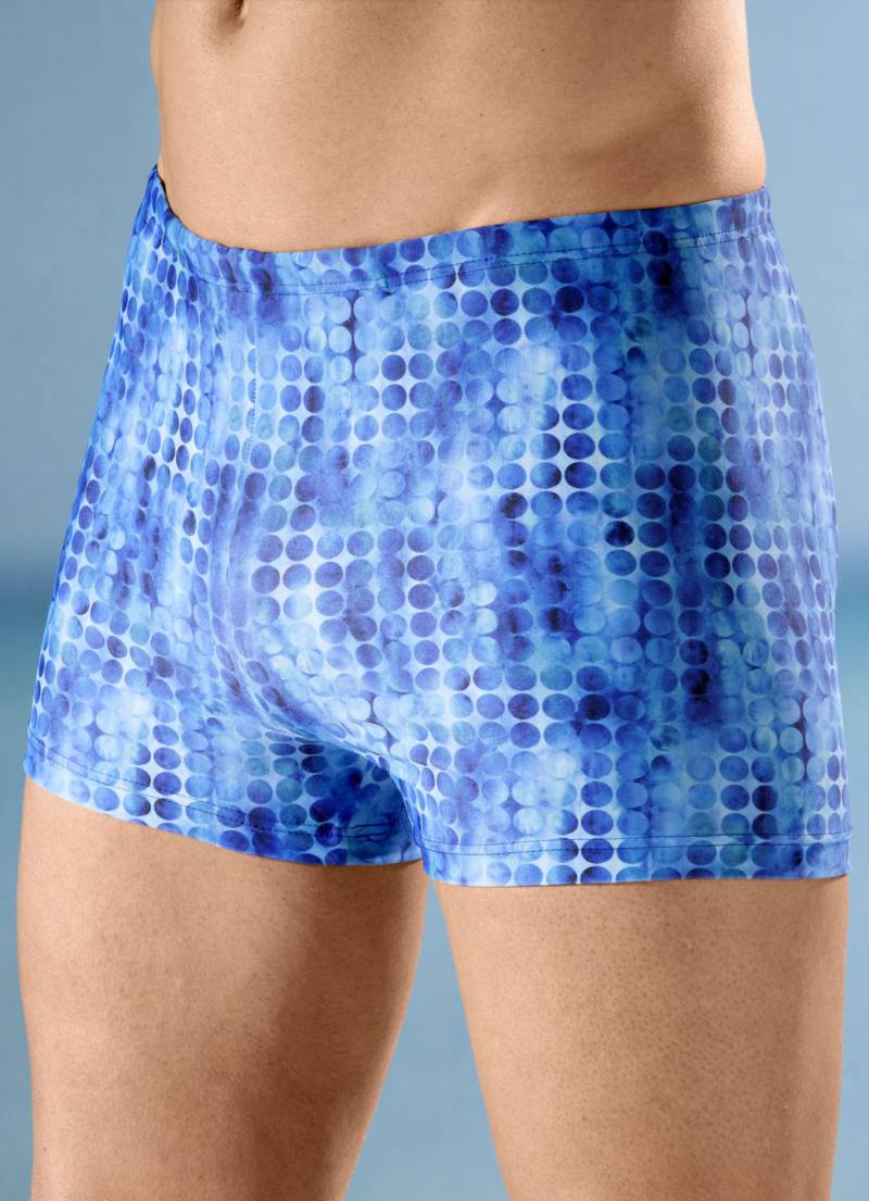 Schwab Badehose in höherer Kastenform mit halbem Vorderteilfutter, Royalblau-Bunt, Größe 12 von Schwab